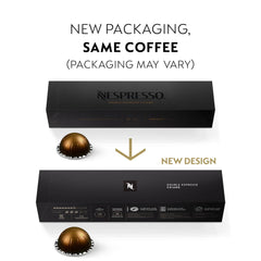 Nespresso Vertuo packaging box shows premium coffee experience.