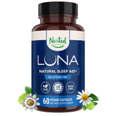 Nested Naturals Luna Sleep bottle closeup for easy bedtime support and calm evenings.