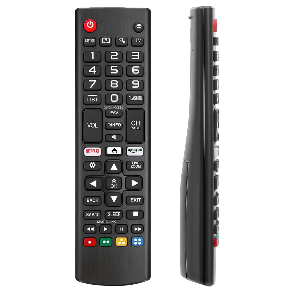 Nettech LG universal remote front view, ergonomic grip with Netflix button for quick access.