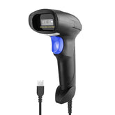 NetumScan USB 1D barcode scanner in hand reading codes quickly