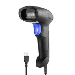NetumScan USB 1D barcode scanner in hand reading codes quickly