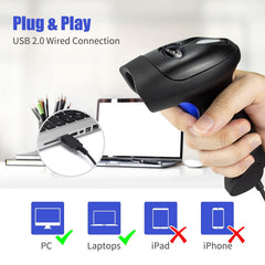 NetumScan USB 1D scanner reading codes from paper and screens efficiently