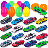 NEUBSAW Easter eggs with colorful die-cast cars, ideal for an engaging Easter egg hunt