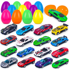 NEUBSAW Easter eggs with colorful die-cast cars, ideal for an engaging Easter egg hunt