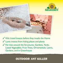 Neudorff Spinosad-based ant killer granules for outdoor infestations.