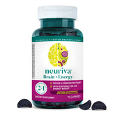 NEURIVA Brain and Energy Gummies bottle front for a convenient morning energy lift.