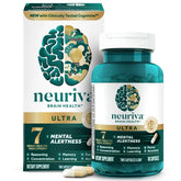 NEURIVA Ultra decaf bottle close-up showing caffeine-free formula for steady focus