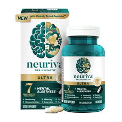 Close-up of Neuriva Ultra Decaf capsules highlighting caffeine-free formula