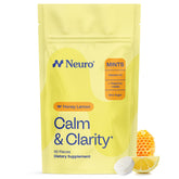Neuro Calm & Clarity Mints bottle closeup for quick calm and focus on the go.