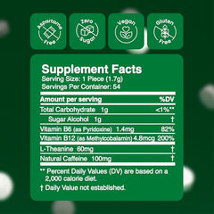 Closeup of Neuro Gum piece highlighting spearmint flavor and caffeine release