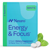Neuro Energy Focus Mints bottle for quick, sugar-free energy on the go.