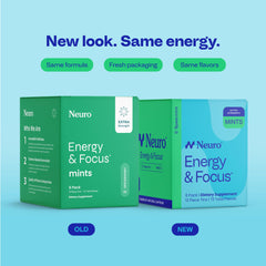 Neuro Energy Focus Mints bottle highlighting convenient daily dosing