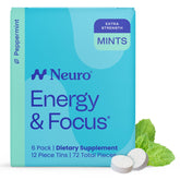 Neuro Energy & Focus Mints packaging close-up for branding and recognition