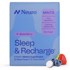 Neuro Sleep Meltaway Mints pack close-up for a quick night routine