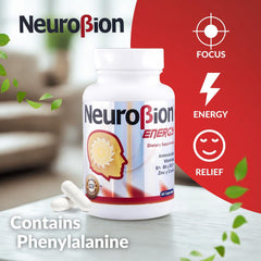 Neurobion Energy capsules closeup showing soft gelatin shells for easy swallowing.