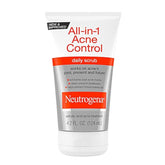 Neutrogena All-In-1 Acne Control scrub tube front promoting clear skin.