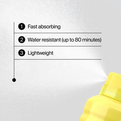 Face and body sunscreen spray simplifies application on active mornings.