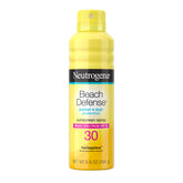 Neutrogena Beach Defense SPF 30 spray bottle ready for outdoor sun protection.