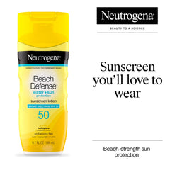 Neutrogena Beach Defense sunscreen on the face for daily protection