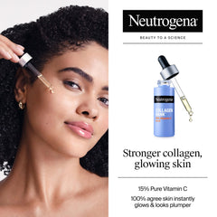 Close-up of Neutrogena Collagen Bank serum pump releasing vitamin C and PHA benefits