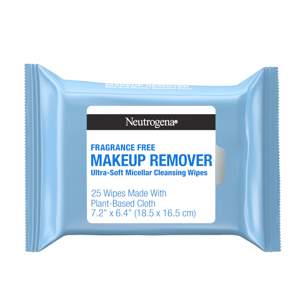 Neutrogena fragrance-free makeup remover wipes, 25ct, for gentle daily cleansing.