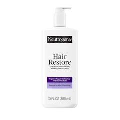 Neutrogena Hair Restore bottle shows hydrating formula for reduced shedding
