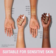 Neutrogena Healthy Skin Serum Foundation texture close-up revealing sheer-to-light coverage.