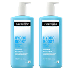 Neutrogena Hydro Boost Body Gel Cream tub close-up shows hydrating formula for dry skin