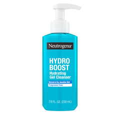 Neutrogena Hydro Boost Face Wash bottle highlights fragrance-free hydration for delicate skin