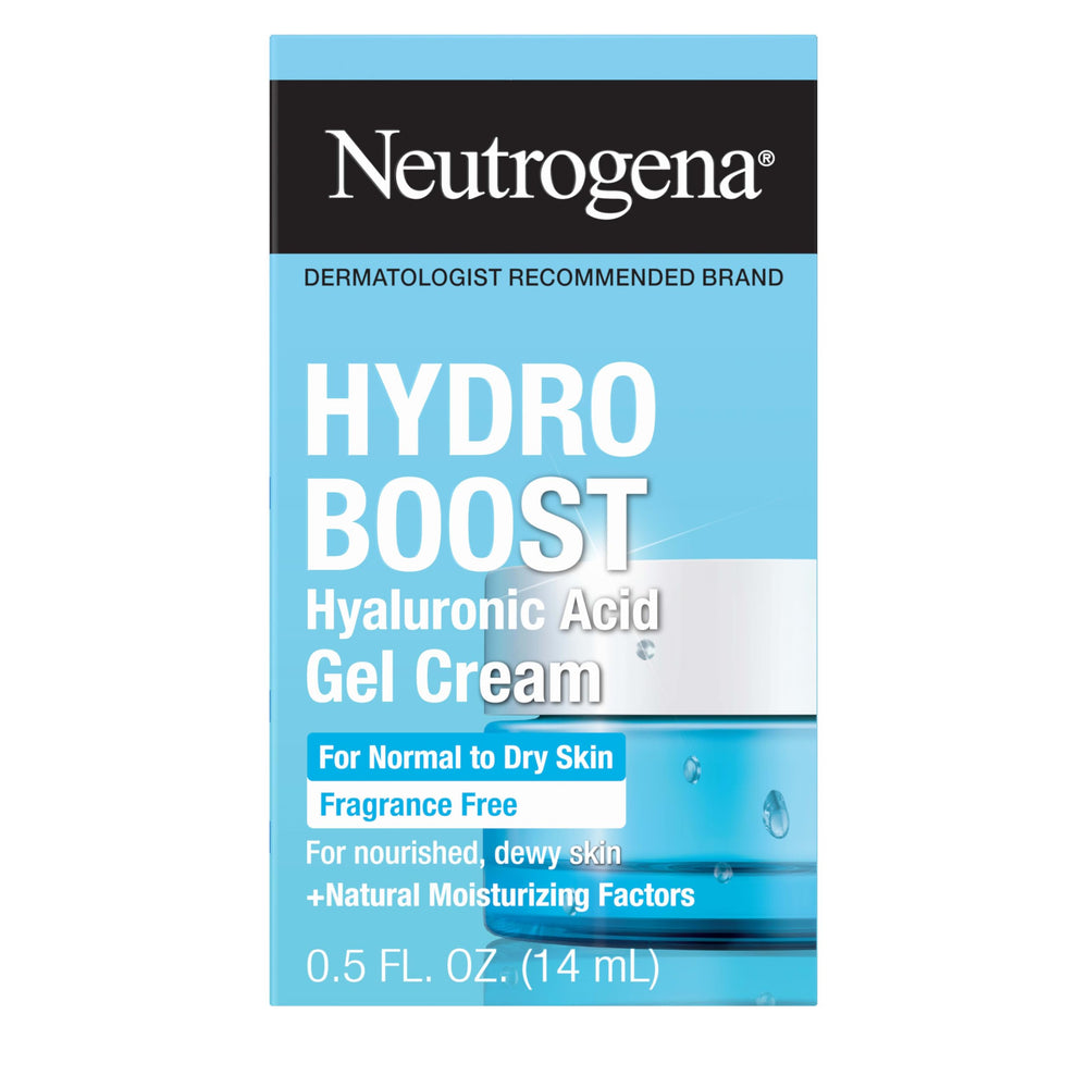 Neutrogena Hydro Boost fragrance-free bottle demonstrates gentle hydration for sensitive skin