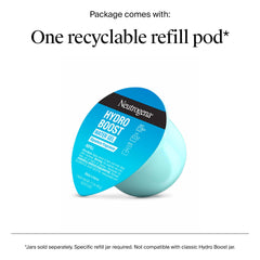 Neutrogena Hydro Boost refill pod packaging highlighting eco-friendly savings.