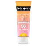 Neutrogena Invisible Daily Defense bottle front, SPF 30 protection and lightweight hydration.
