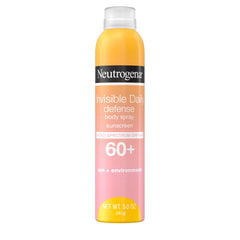 Neutrogena Invisible Daily Defense spray bottle offers quick, invisible sun protection for all skin tones.