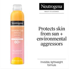 Neutrogena Invisible Daily Defense spray clear-dispense delivers coverage without white streaks.