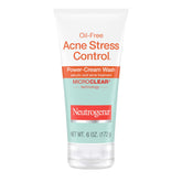 Neutrogena Oil-Free Acne Stress Control Power-Cream Face Wash tube shows 2% salicylic acid for clearer pores.