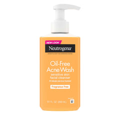 Neutrogena Oil-Free Acne Wash bottle front view, daily-use oil-free formula.
