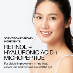 Neutrogena Rapid Wrinkle Repair eye cream on finger for night application.