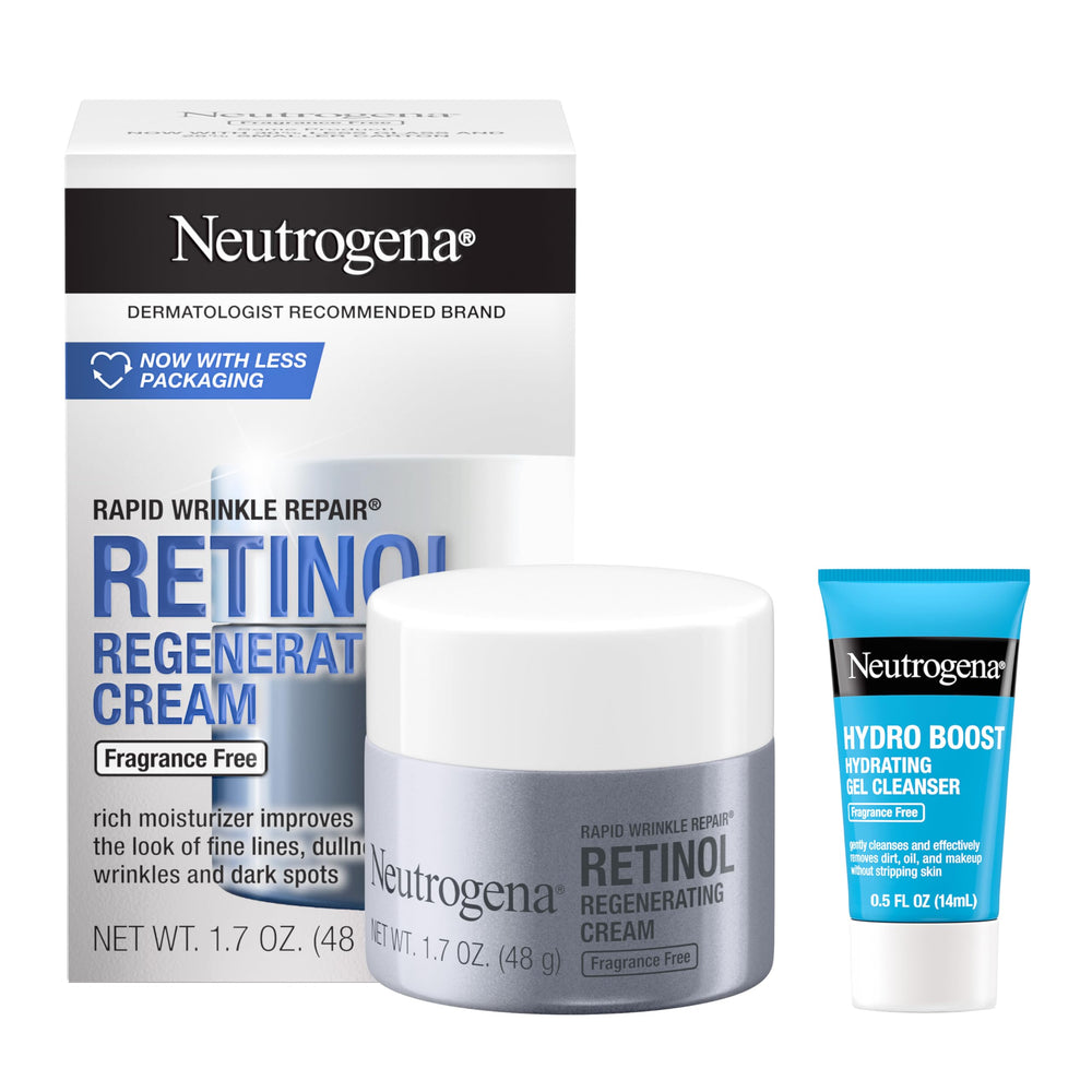 Neutrogena Rapid Wrinkle Repair jar close-up, fragrance-free anti-aging formula
