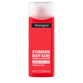 Neutrogena Salicylic Acid Body Wash bottle on shower shelf shows blemish-fighting formula