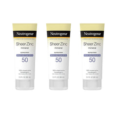Neutrogena Sheer Zinc Dry-Touch Lotion bottle with SPF 50 for daily sun protection.
