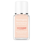 Neutrogena SkinClearing foundation bottle close-up highlighting oil-free formula for shine control