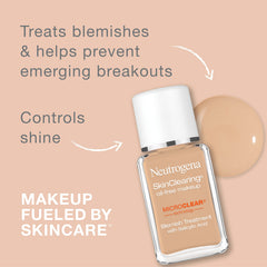 Neutrogena SkinClearing Natural Ivory 20 swatches show natural coverage for acne-prone skin