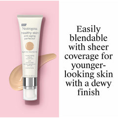 Neutrogena SPF 20 tinted moisturizer swatch in light-to-neutral tone.
