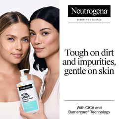 Neutrogena Ultra Gentle cream-to-foam texture demonstrates transition from cream to foam.
