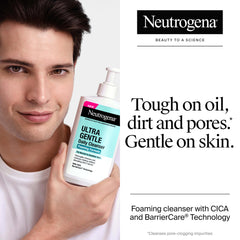 Neutrogena Ultra Gentle Foaming Cleanser foam lather ready for gentle cleansing.