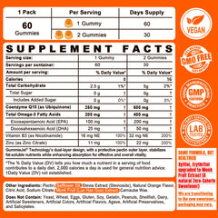 NEVISS CoQ10 gummies with orange flavor and Omega-3 for daily energy