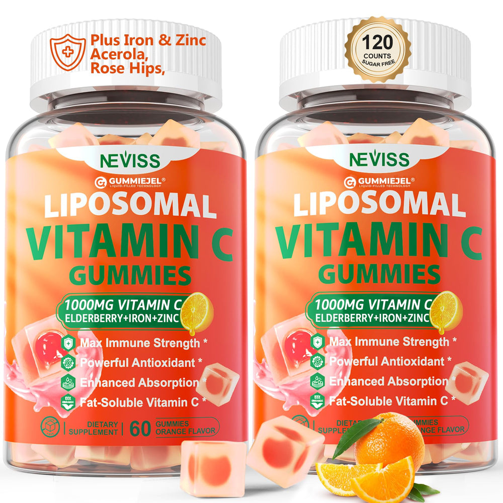 NEVISS Liposomal Vitamin C 1000mg Gummies bottle for easy daily immune support.