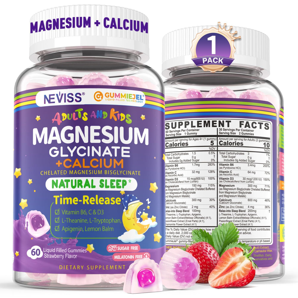 Neviss magnesium glycinate calcium gummies with outer layer for nightly use