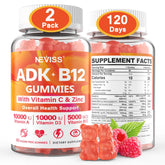 NEVISS vegan sugar-free ADK B12 gummies packaging for daily wellness
