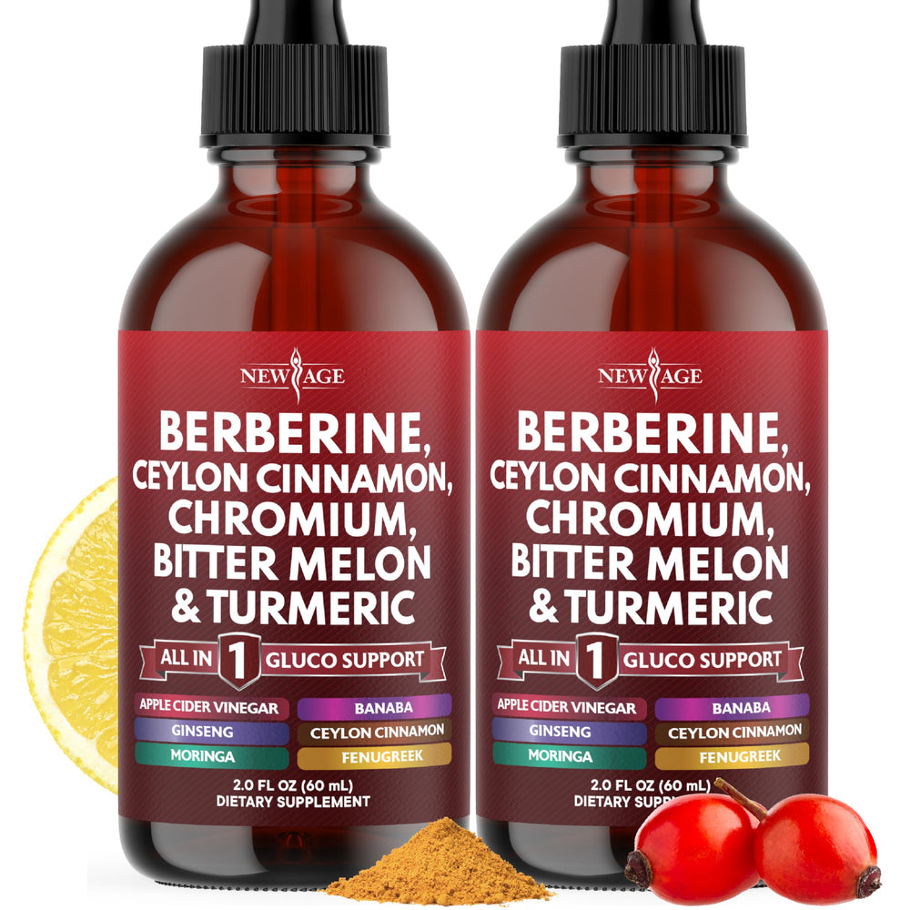 NEW AGE Berberine Cinnamon Drops bottle pour for easy daily dosing